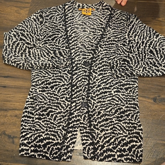 Tory Burch Wool Patterned Cardigan Sz Xs - Picture 1 of 4